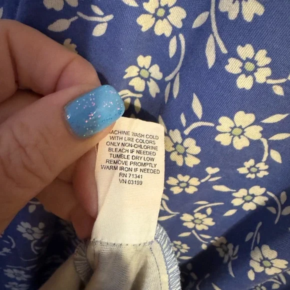 L.L. Bean Navy Floral 3/4 Sleeves Dress MEDIUM/LARGE #CL - Picture 6 of 8